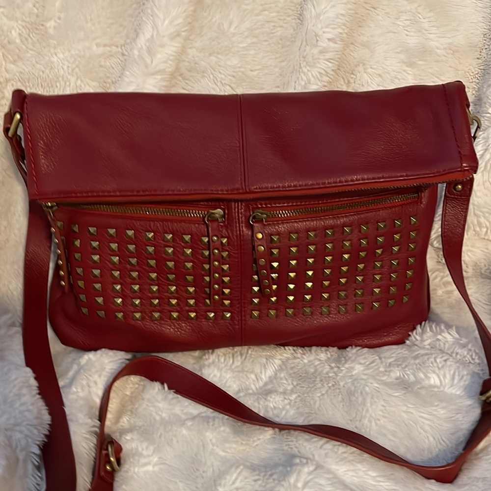Fenn Wright Manson Leather Crossbody Studded Wine Color